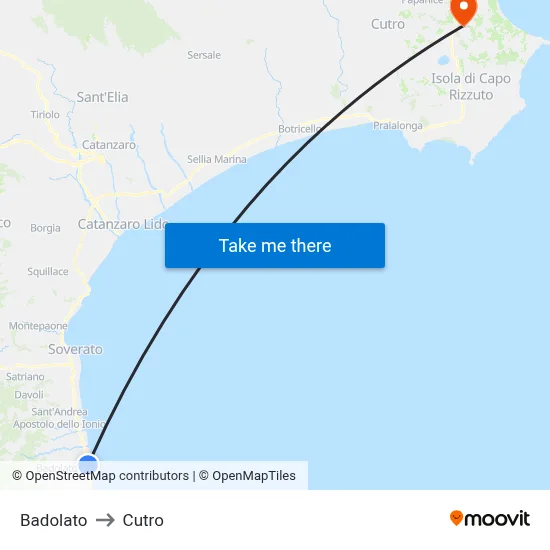 Badolato to Cutro map