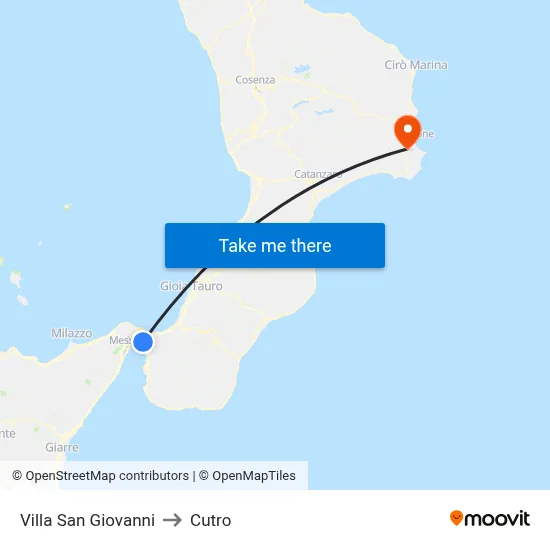Villa San Giovanni to Cutro map