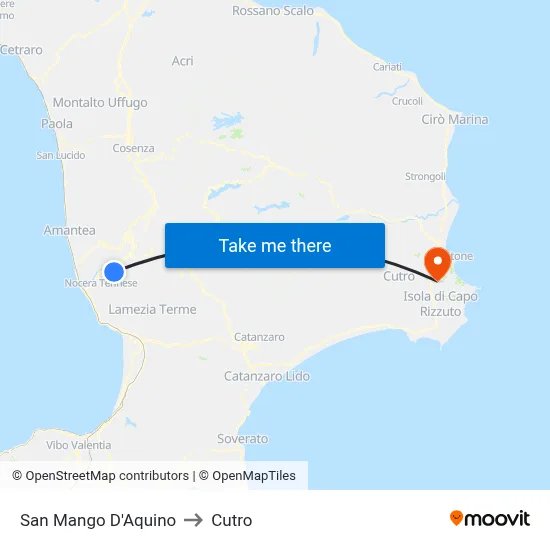 San Mango d'Aquino to Cutro map
