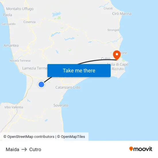 Maida to Cutro map