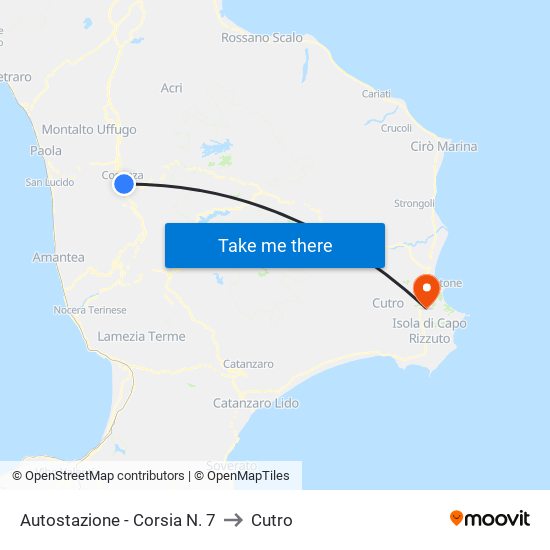 Autostazione - Corsia N. 7 to Cutro map