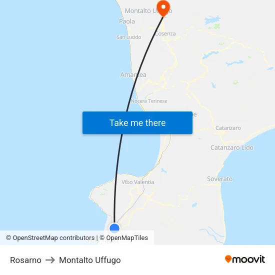 Rosarno to Montalto Uffugo map