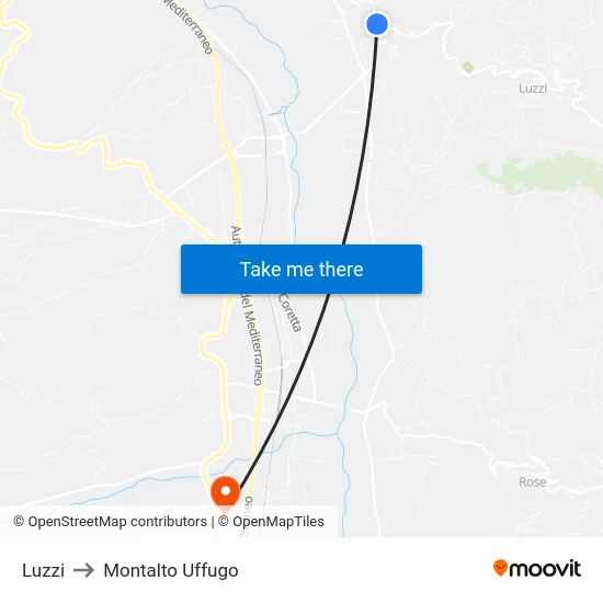 Luzzi to Montalto Uffugo map