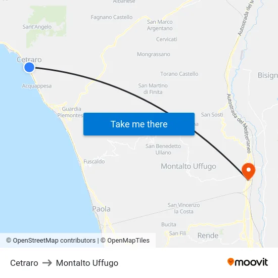 Cetraro to Montalto Uffugo map
