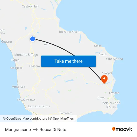 Mongrassano to Rocca Di Neto map