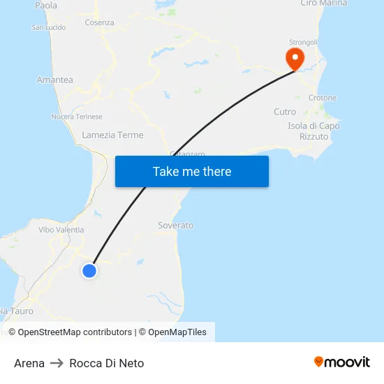 Arena to Rocca Di Neto map