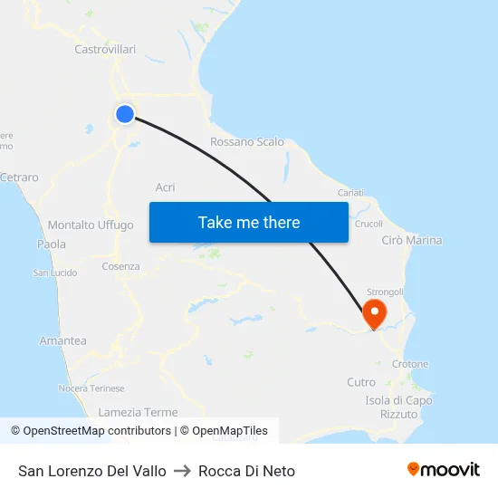 San Lorenzo Del Vallo to Rocca Di Neto map
