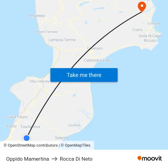 Oppido Mamertina to Rocca Di Neto map