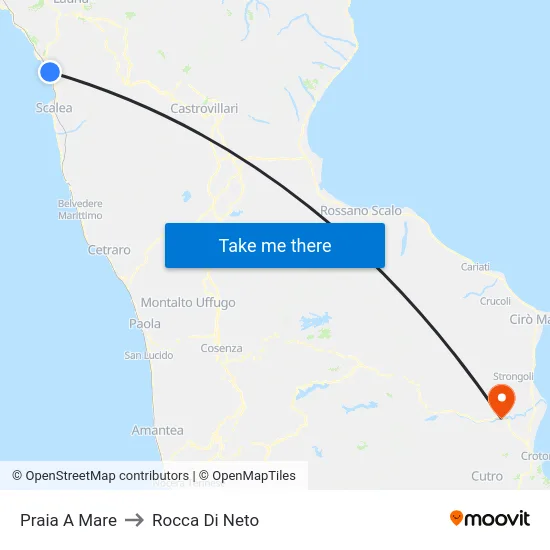 Praia A Mare to Rocca Di Neto map