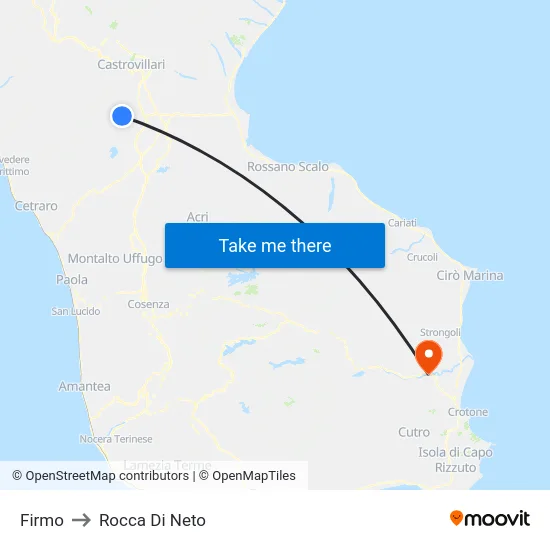 Firmo to Rocca Di Neto map