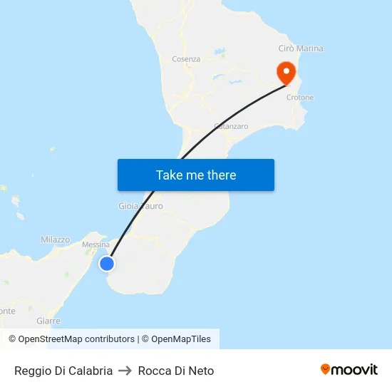 Reggio Di Calabria to Rocca Di Neto map