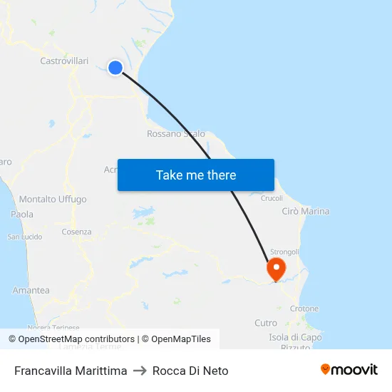 Francavilla Marittima to Rocca Di Neto map