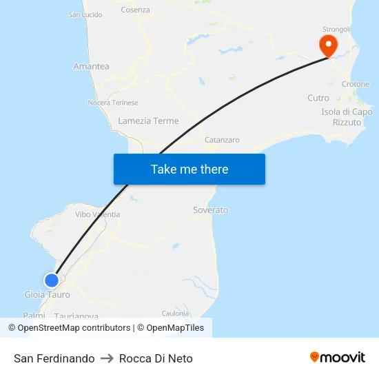San Ferdinando to Rocca Di Neto map