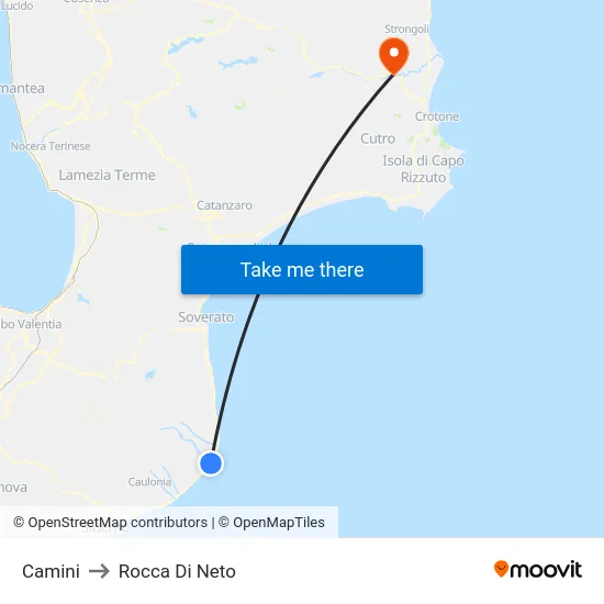 Camini to Rocca Di Neto map