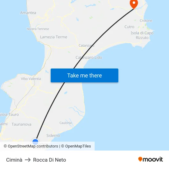 Ciminà to Rocca Di Neto map
