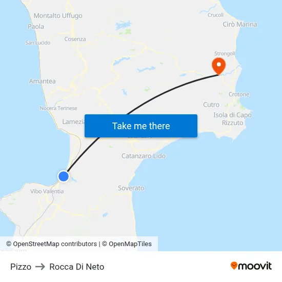 Pizzo to Rocca Di Neto map