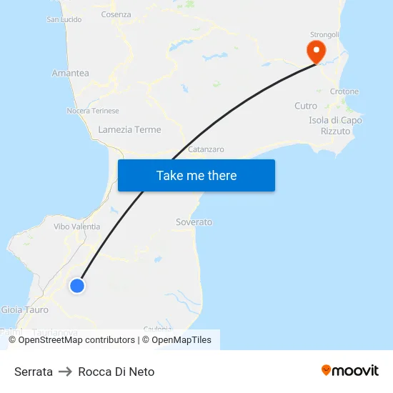 Serrata to Rocca Di Neto map