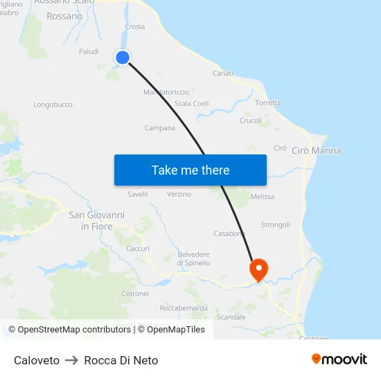 Caloveto to Rocca Di Neto map