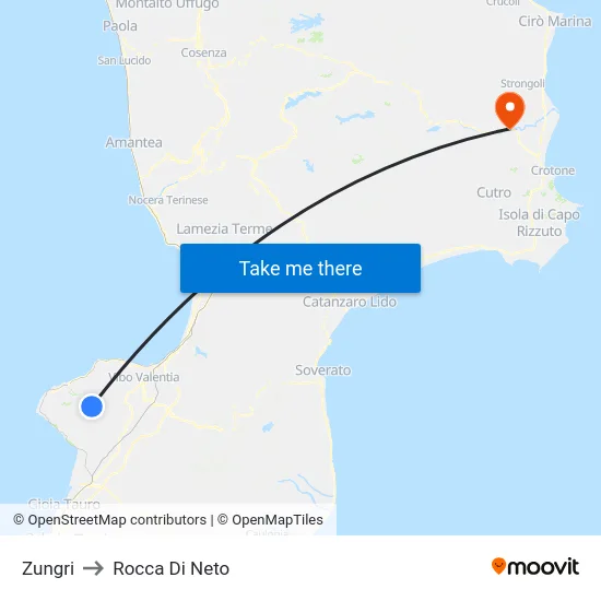 Zungri to Rocca Di Neto map