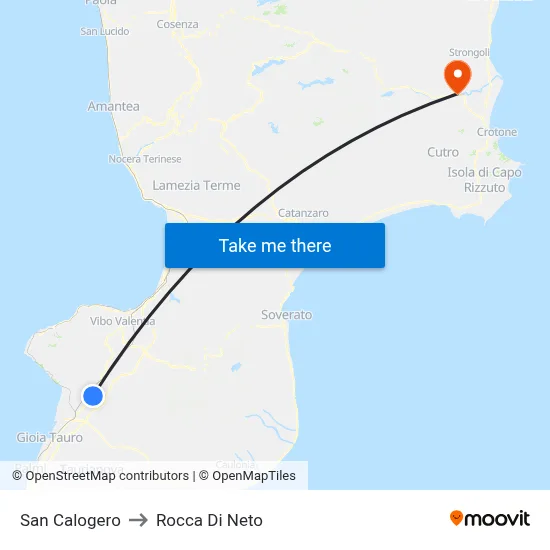 San Calogero to Rocca Di Neto map