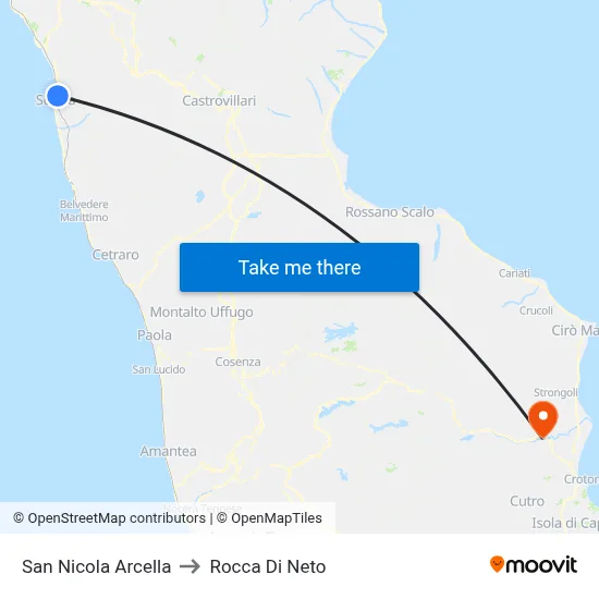 San Nicola Arcella to Rocca Di Neto map