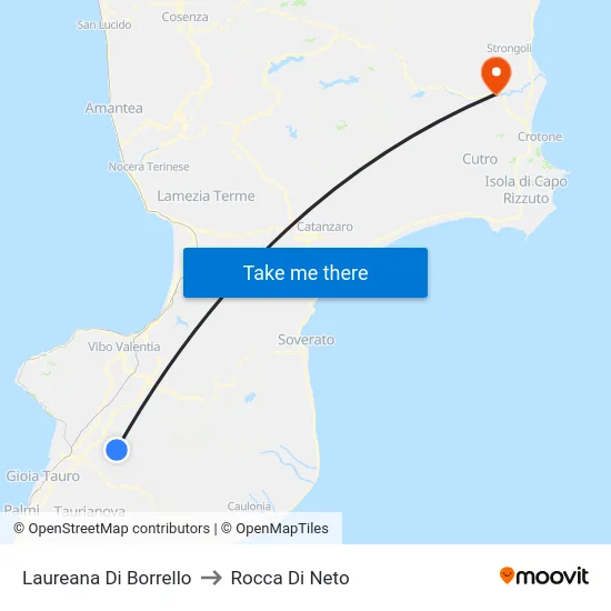 Laureana Di Borrello to Rocca Di Neto map