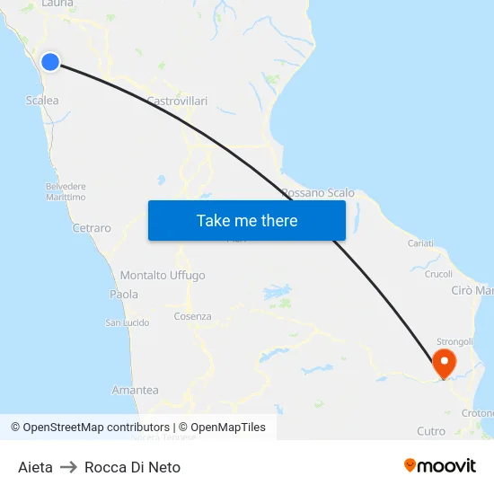 Aieta to Rocca Di Neto map