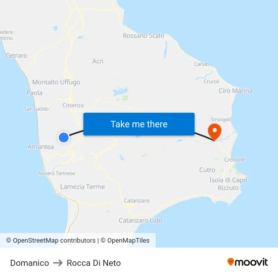 Domanico to Rocca Di Neto map