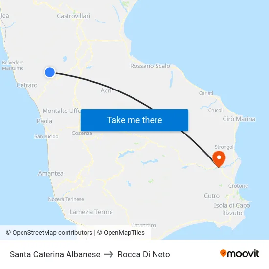 Santa Caterina Albanese to Rocca Di Neto map