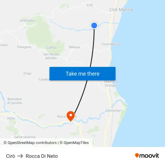 Cirò to Rocca Di Neto map