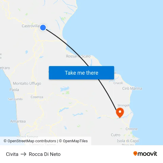 Civita to Rocca Di Neto map