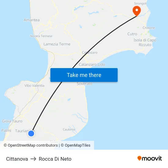 Cittanova to Rocca Di Neto map