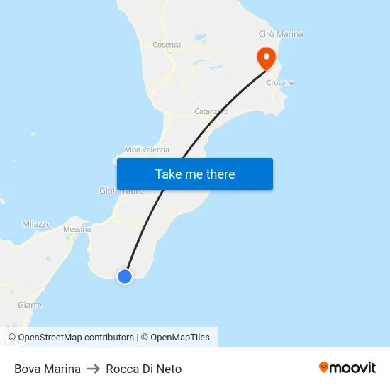 Bova Marina to Rocca Di Neto map