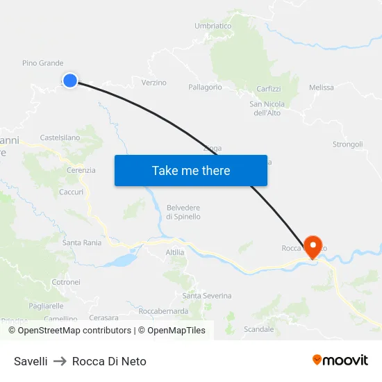 Savelli to Rocca Di Neto map