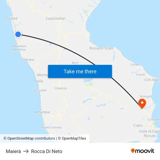 Maierà to Rocca Di Neto map