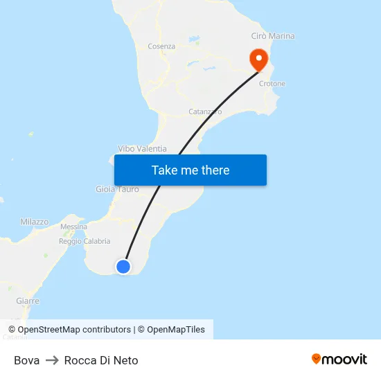 Bova to Rocca Di Neto map