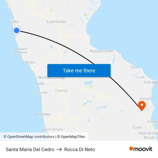 Santa Maria Del Cedro to Rocca Di Neto map