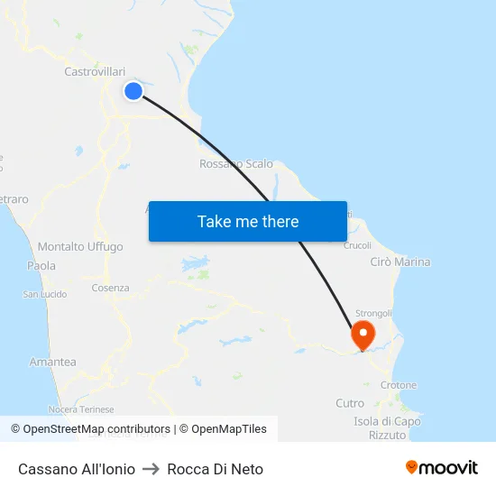 Cassano All'Ionio to Rocca Di Neto map