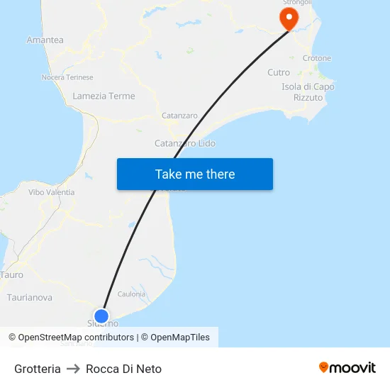 Grotteria to Rocca Di Neto map