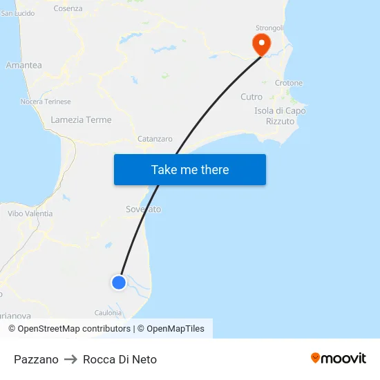 Pazzano to Rocca Di Neto map