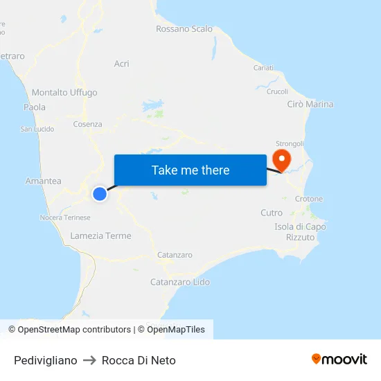 Pedivigliano to Rocca Di Neto map