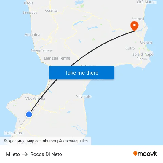 Mileto to Rocca Di Neto map