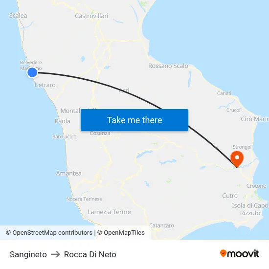 Sangineto to Rocca Di Neto map