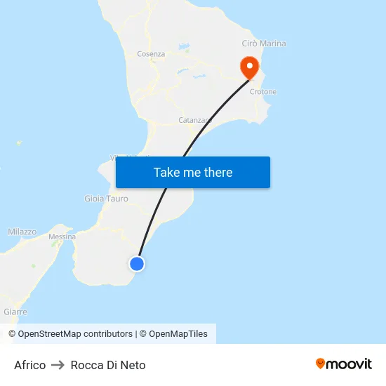 Africo to Rocca Di Neto map