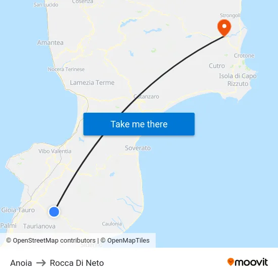 Anoia to Rocca Di Neto map