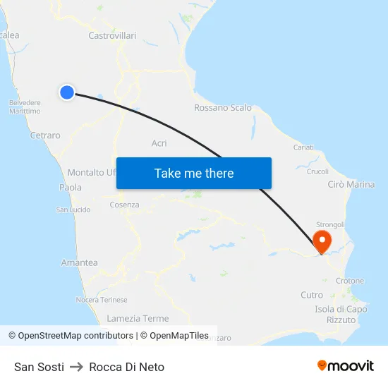 San Sosti to Rocca Di Neto map
