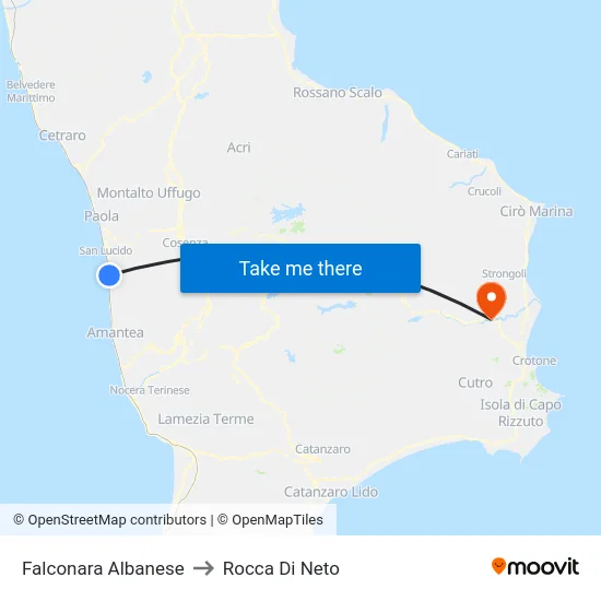 Falconara Albanese to Rocca Di Neto map