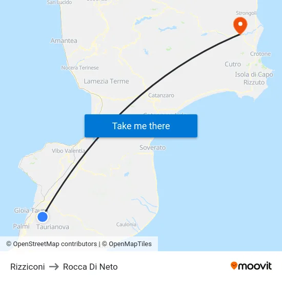 Rizziconi to Rocca Di Neto map