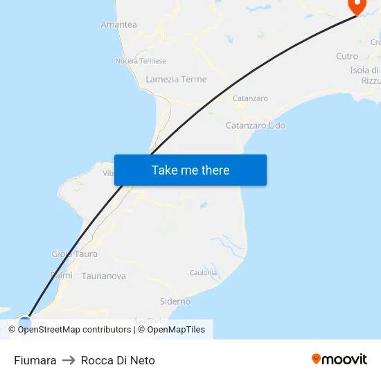 Fiumara to Rocca Di Neto map