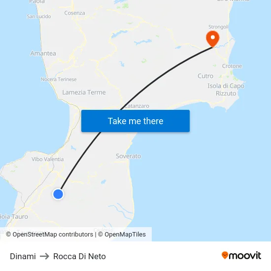 Dinami to Rocca Di Neto map